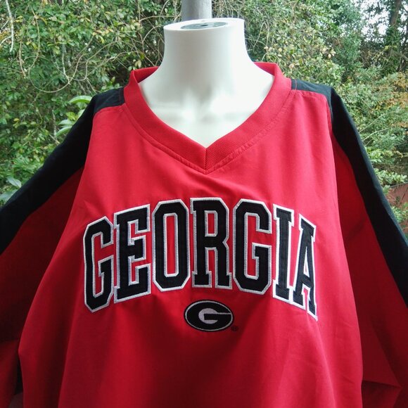 Vintage 90s UGA University Of Georgia Bulldogs Pullover Red Windbreaker Jacket - Picture 4 of 8